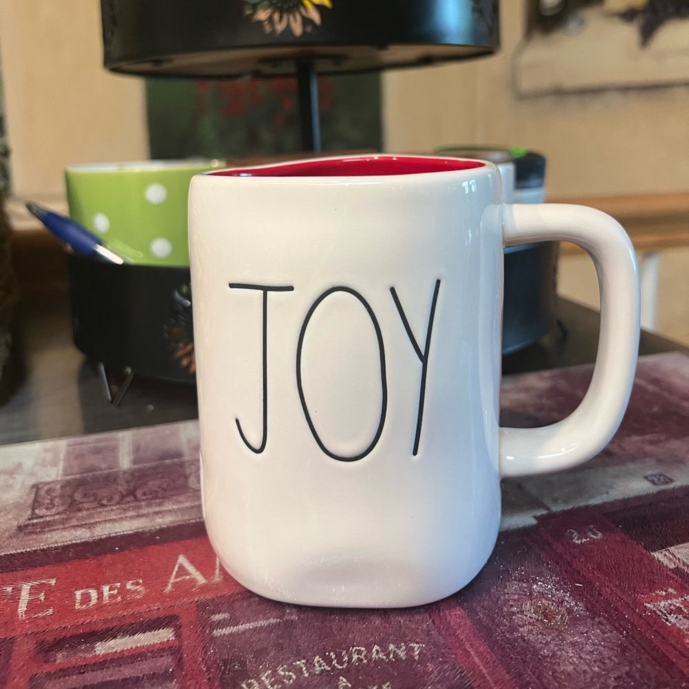 Rae Dunn Joy Mug - White with Red Interior